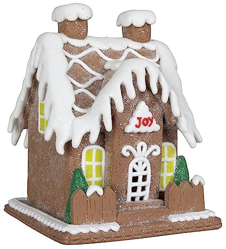 Christmas Paradise Weihnachtliches Deko Lebkuchenhaus Pfefferkuchenhaus 13cm braun-weiß