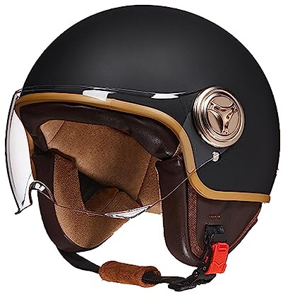 Casque Moto Demi-Jet Homme ECE Homologué Casque Semi-Ouvert Casque Jet Urbain Casque Moto Et Scooter Compact Femme Adulte avec Anti Scratch Visiere
