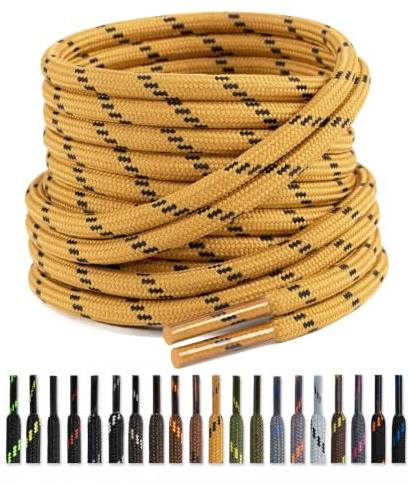 Puzeam 2 Paire 4.5mm Lacets Ronds pour Chaussures de Travail Bottes | Durables Lacet Résistants pour Chaussures de Randonnée et Chaussures de Sécurité