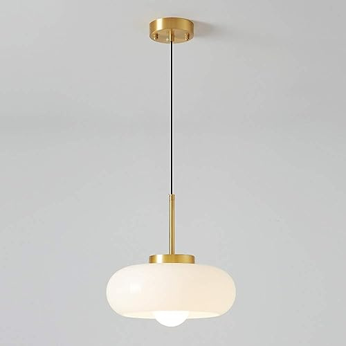 USMJQVZ Orange Glass Pendant Light Modern Brass Pendant Lights Fixtures Mid Century Pendant Lamp With Dome Glass Shade Height Adjustable Ceiling Hanging Lighting