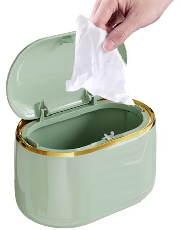 gaoduanluoluo Tischmülleimer mit Deckel, Tischabfalleimer Klein 2L, Mini Tisch Mülleimer für Büro, Kinderzimmer, Schreibtisch, Bad, Küche (Grün)