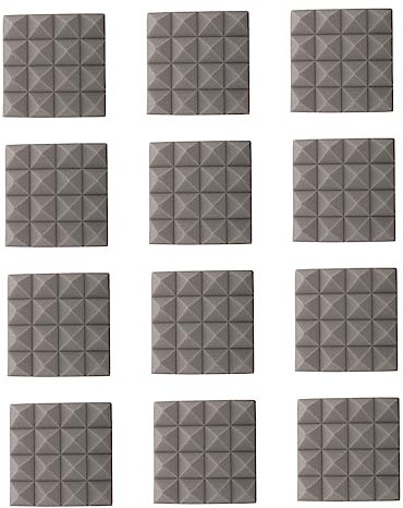 ibasenice 12pcs 5CM Pyramid Acoustic Absorption Panel Encrypted Flame Retardant Soundproof Wall Tiles for Home Cinema Podcasting Sound Insulation Sponge Grey Acoustic Board