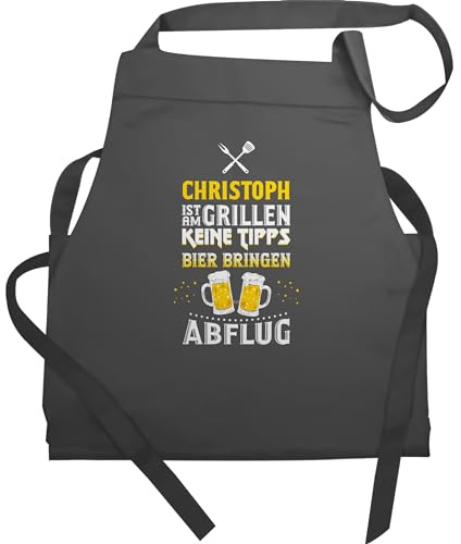 Geschenk mit Namen personalisiert by Shirtracer - Schürze - Grillschürze Herren Männer - Name ist am grillen Keine Tipps Bier bringen Abflug I Witzig Grillen Geschenk