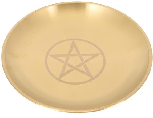 AOKWAWALIY Pentagram Cauldron - Bandeja para velas de té, cenicero de metal, bandeja de almacenamiento de joyas, soporte para velas, bandeja de mesa Wicca, suministros para el hogar, soporte ritual