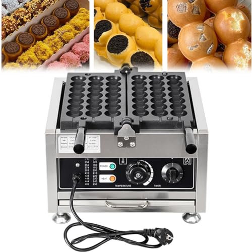 Commercial Bubble Waffle Maker, 1500W Electric Bubble Waffle Maker, with Anti-Scald Handle, Timing, 50-300°C Temperature Adjustable, for Cafe/Dessert Shop/Restaurant