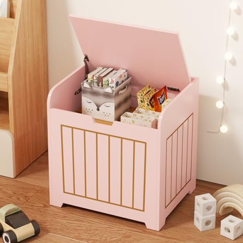 Aenuert Cassapanca portaoggetti rosa, piccola scatola portaoggetti a cubo, in legno, per casa, libri, vestiti, piante, piccolo comodino quadrato per soggiorno, sala giochi, camera da letto