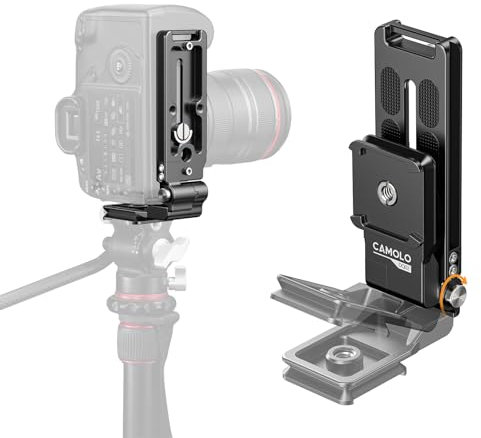 CAMOLOGEEK Faltbare L-Bracket Vertikale, L-Halterung mit Schnellwechselplatte 1/4 3/8 Zoll Arca-Swiss DSLR-Kamera L-Halterung