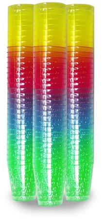 Wiederverwendbare Schnapsgläser aus Kunststoff | Stapelbar & Robust | leicht zu reinigen | Shotgläser für Partys, Verkostungen, Hochzeit, Geburtstag usw. | 160 Stück je 29 ml. (Regenbogen (4-farbig))