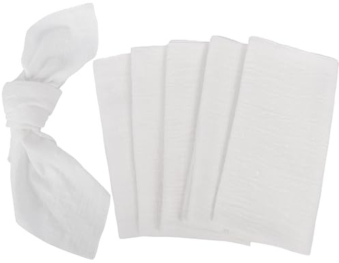 Cloth Napkins 42 x 42 CM, Napkins Cloth, Cotton Cloth Napkins, 6 pack Party Napkins Adults Cloth Reusable Napkins for Christmas/Dinners/Weddings/Bar/Cocktail (white)