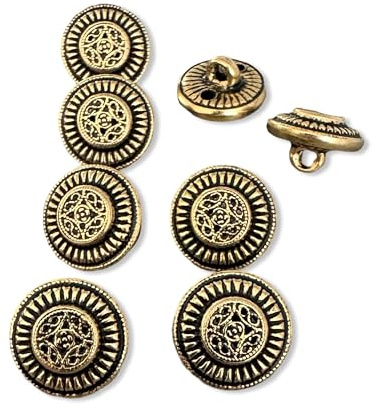10 Stück 13mm kleine gold farbene Dirndl Metall Knöpfe Ösenknöpfe