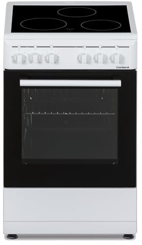 Corberó - Cocina Capacidad 48L | CCSF503VW | Horno Eléctrico 4 Funciones | Vitrocerámica 3 Fuegos | Puerta Horno Doble Cristal, Bandeja y Parrilla Cromada | Blanco