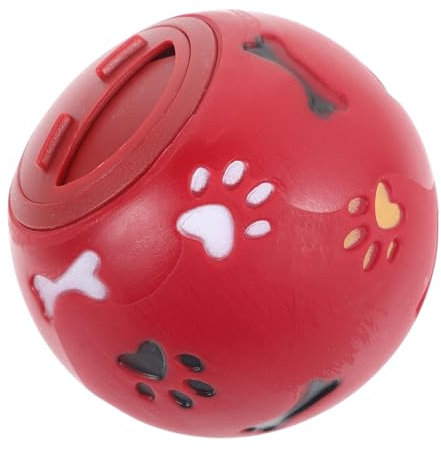 Happyyami Dog Leaking Food Toy Milk Flavor Chew Ball Small Red Non-toxic Scented Training Supply for Pets