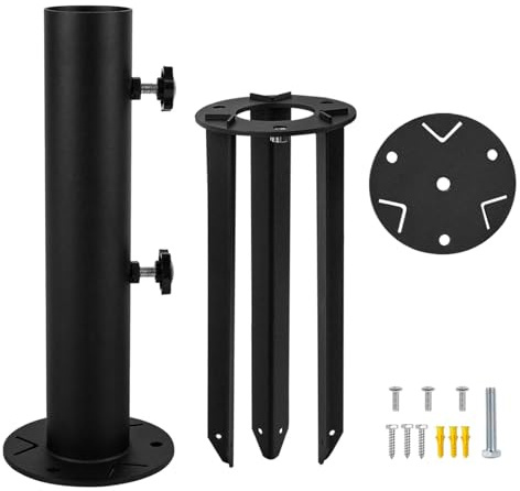 VANROUG Schirmständer für Terrassenschirm, Boden-Regenschirmhalter, Grasschirm-Erdspieß, abnehmbarer Schirmständer mit 3 Spikes, DIY-Regenschirmständer für Deck, Rasen, Strand, Tisch