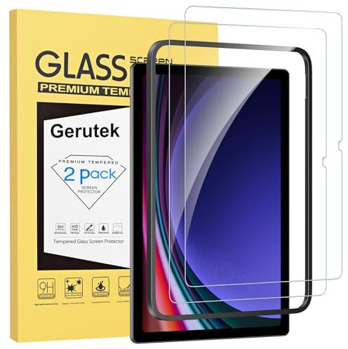Gerutek [2 Piezas Protector Pantalla para Samsung Galaxy Tab S11/S10 Lite/S10 FE/S9 FE/S9/S8/S7 10.9/11, con Marco de Instalación Fácil, 9H, Antiarañazos, Sin burbujas, Cristal Templado para Tab S11
