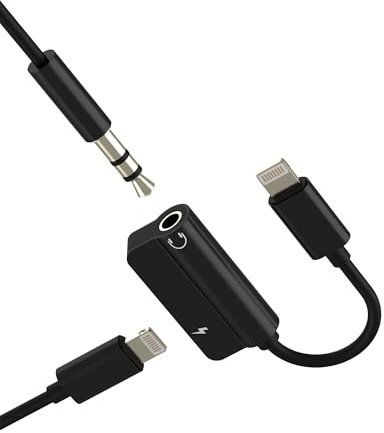 Adaptador Lightning a AUX (2 en 1) 3,5 mm para auriculares de 3,5 mm para iPhone 14 13 12 Pro Max para Apple MFi Certified para iPad Headphone Carga Conector Conector Iluminación Conector Accesorios