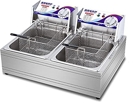 CZAOERXB Freidora eléctrica Comercial, freidora de encimera Profesional de Alta Capacidad de 10 l/20 l, para restaurantes de Papas Fritas, Puestos de Comida rápida, Bares de Aperitivos y fi