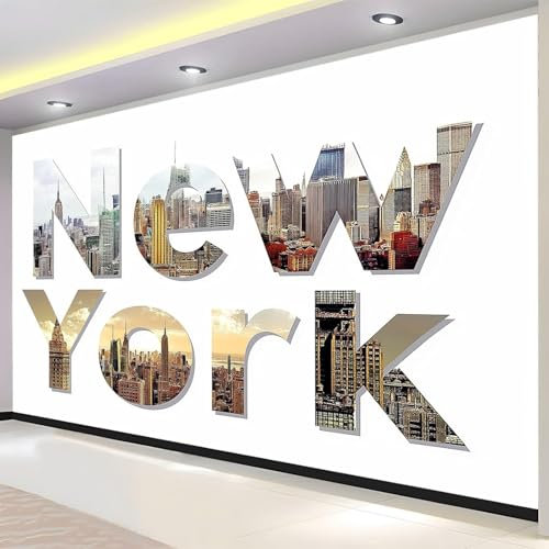 Fotomurales 200 x 140 cm Nueva York Papel Pintado Tejido No Tejido Nueva York Fotomural Efecto 3D Papel Tapiz Decorativos pared Murales Póster para Dormitorio Salón TV Pared B1899