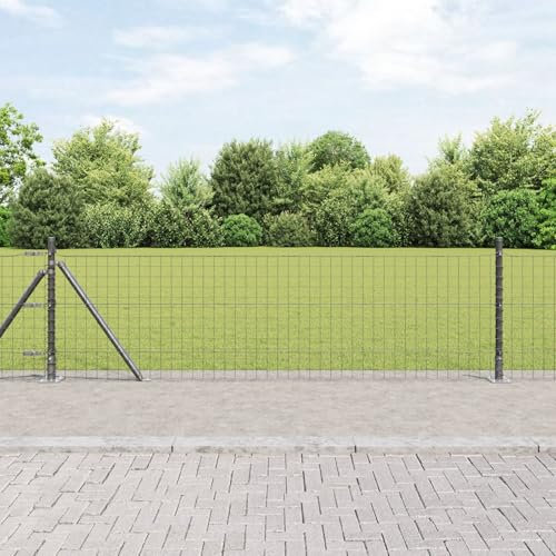 LAPOOH Fence Posts Set of 26 Grey Concrete, Metal 3.2 x 3.2 x 70 cm,Building Materials,Posts,Fence Posts,Garden Fence Posts-3350239