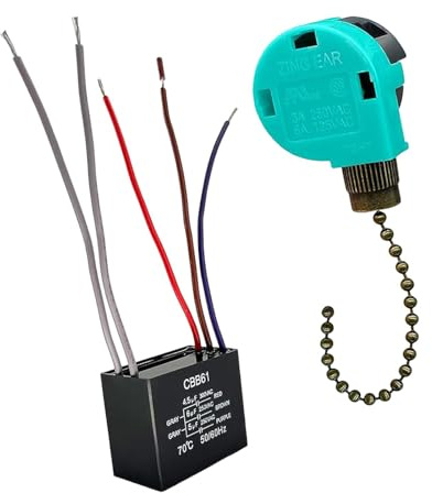 F Fityle Interrupteur de ventilateur de plafond à chaînette, haute performance, accessoire professionnel pour lampe murale, 3 vitesses, 5 fils, Chaîne En Bronze