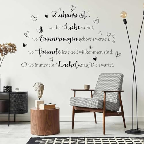 ANHUIB Wandtattoo Zitat Zuhause ist wo die Liebe Wohnt Wandaufkleber Inspirierende Schwarze Familie Wandsticker Sprüche Zitate Wohnzimmer Wandaufkleber Text Wandtattoo Schlafzimmer Wandsprüche Deko