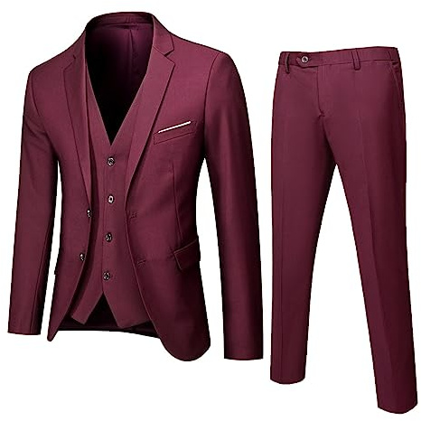 Generisch Anzug Herren Slim Fit 3 Teilig Anzüge Modern Herrenanzug 3-Teilig Sakko Hose Weste für Business Hochzeit für Hochzeit Business