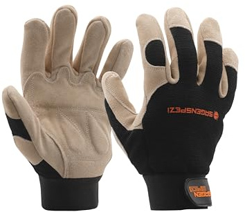 Sägenspezi Ranger Forsthandschuhe – Rindspaltleder Arbeitshandschuhe zum Holzhacken & Spalten - Größen S - XXL (M / 9)