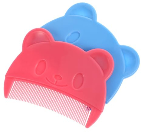 LRXIYODE 2pcs Baby Hair Combs for Cradle Cap Removal with Gentle Plastic Fine Tooth Design, Portable Bear-shaped Infant Combs for Newborns and Toddlers Hair Grooming