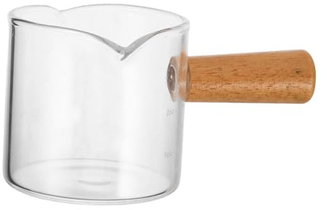 iplusmile Bicchiere Dosatore Espresso in Vetro con in Anticalore Beccuccio per Misurazioni Precise Adatto per Caffè e Latte Impugnatura Ergonomica per Cucina e