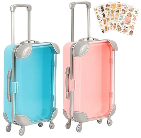 PDirat Mini Koffer Geschenkbox, 2 Stück Mit 6 Aufklebern, Geldgeschenk Reise, Dekoratives Aufbewahrungsbox Für Kleine Gegenstände, Ideal Als Geschenkverpackung Für Geburtstage Und Hochzeiten