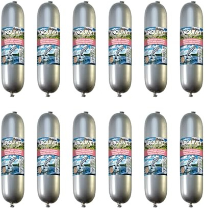 Arquivet - Lot de 12 - Saucisses de Saumon et de Poulet aux légumes pour Chiens 500 g, 1 unité (Lot de 12)