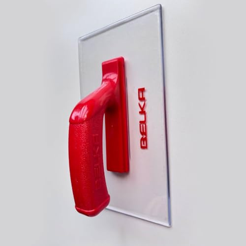 Belka Kelle – Transparente Kunststoffkelle mit rotem Griff | Glättekelle 240 × 140 mm | Maurerkelle | Kunststoffglätter | Verputzkelle | Stukkateurkelle | Gipserkelle | Wandbeschichtung Werkzeug