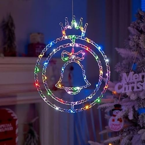 Kertaym LED Weihnachtsglocke Fensterbeleuchtung, Weihnachtsbeleuchtung Fenster Mit Fernbedienung, Weihnachtsdeko Fenster Beleuchtet, 8 Modi & Bunter Lichter (Farbe)