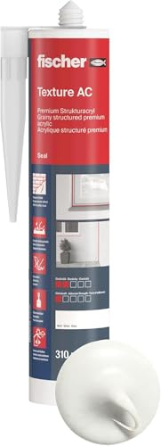 fischer Strukturacryl Premium DSA, körnige Dichtmasse, Riss- & Füllspachtel für den Innen- und Außenbereich, Fugenmasse für Ausbesserungen rauer Oberflächen, 310 ml, weiß (Packung mit 5)