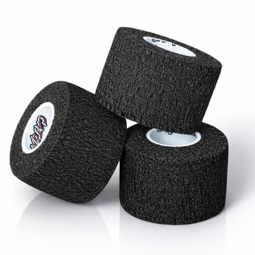Crossfit Tape - CATGRIPS - Crossfit-tejp för fingrar, självhäftande och flexibelt, sportspadning för WODs, tyngdlyftning, krokgreppstejp (svart, 3 rullar på 4,5 x 3,8 cm)