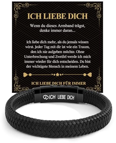 CheersLife Ich Liebe Dich Geschenke für Männer An Meinen Sohn Bruder Mann | Armband Geburtstag Valentinstag Jahrestag Vatertag Papa Abschluss Geschenk für Ihn Freund Ehemann Sohn Bruder Lederarmband