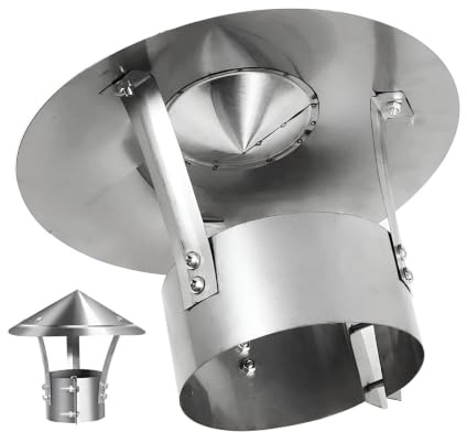 Comignolo in Acciaio Inox Copertura per Camino, Terminale Canna Fumaria Circolare, Comignolo Antivento Antipioggia(130 mm/5.1 in)