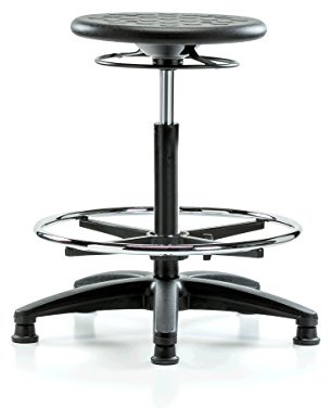 Perch Polyurethane Industrial Stationary Stool with Foot Ring | High Bench Height 23-33