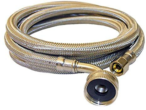 LASCO 10-0979 Dishwasher Supply Flex, Stainless Steel Braided with Poly Inner Core 3/8-Inch Female Compression X 3/4-Inch Female Hose Thread Elbow X 72-Inch