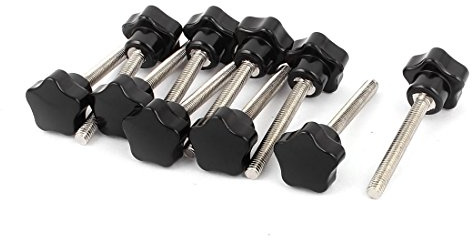 sourcing map 10Stk. M6x50mm Außengewinde Sterngriff Sterngriffschraube Klemmkopf schwarz
