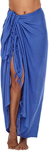 SHU-SHI - Sarong/paréo - pour Femme - Look de Plage - à Porter au-Dessus du Maillot de Bain - Taille Unique - Bleu Azur