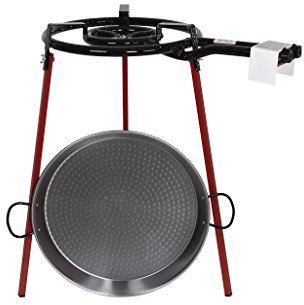 COFAN Poêle à paella, brûleur, pieds et trépied, acier, gris, Diamètre de la poêle 46 cm