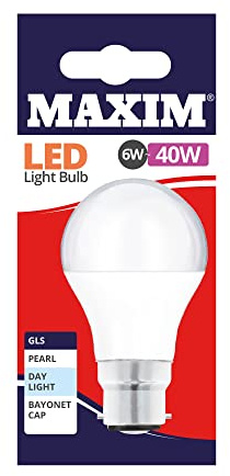 Maxim LED GLS Bayonet Cap (Daylight White) - 6watt (40watt) (Pack 10), 40MLGBCDL5X10, Day Light