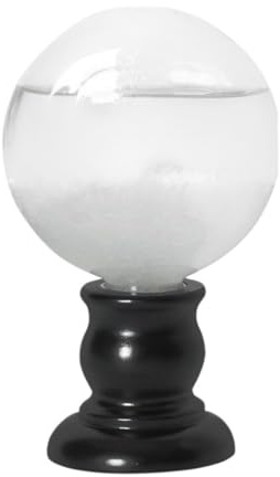 Authentic Models Cristal de tormenta de escritorio: Barómetro clásico de bola plana para decoración del hogar u oficina, estación meteorológica de cristal de los años 1860, exquisito predictor