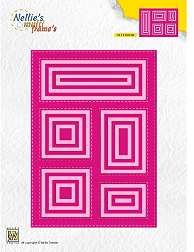 Nellie's Choice Stansmall Rektangel - 30 Multi Frame Dies och Skärschabloner på 15,1 x 10,8 cm för Korttillverkning, Pyssel, Scrapbooking, Hantverk - Lämplig för Stansmaskinerk