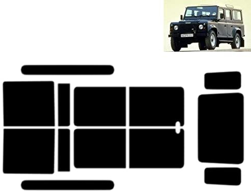 Tintcom.com Passgenaue Tönungsfolie für-Land Rover Defender 110 5-Türen 1991-2007 Heck/Seitenscheiben (20% Schwarz)