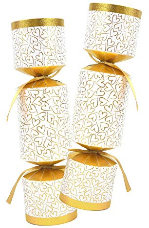YöL Make Your Own Crackers Wedding Party Favour Elegant Gold and White Design Unique Gift For Wedding Guests Winter Christmas Wedding - 12 Crackers
