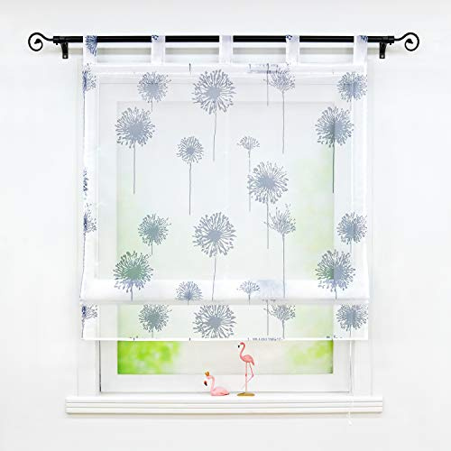 Joyswahl transparentes Raffrollo mit Pusteblume Druck Raffgardine mit Schlaufen »Aleyna« Schals Fenster Gardine BxH 100x140cm 1 Stück