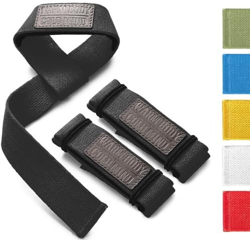 WARM BODY COLD MIND Lasso Lifting Straps mit 3mm/6mm Neoprene - Getestet bei 350kg - Zughilfen für Krafttraining, Fitness Bodybuilding, Wrist Wraps, Weightlifting