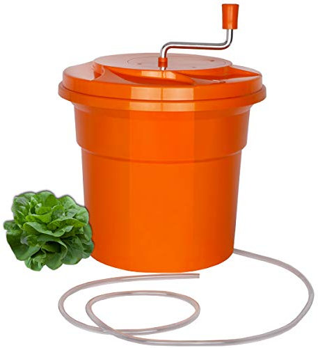 Beeketal 'SB-Maxi25' Profi Gastro Salatschleuder mit 25 Liter Gesamtvolumen - Extra großer Salattrockner mit Wasser Ablaufschlauch, Kurbelantrieb und entnehmbarem Schleudersieb