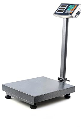 HF Digital Industrial Platform Scale 300kg – Heavy Duty Parcel & Floor Scale with 50×40cm Stainless Steel Platform, 100g Accuracy, LED Display, kg/lb, Battery & Mains Powered